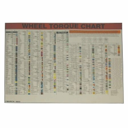 LOCK TECHNOLOGY 1500-LWC Wheel Torque Laminated Wall Chart LTI1500LWC